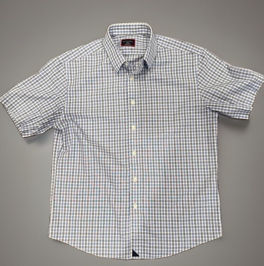 UNTUCKit Short Sleeve Regular Fit Dante Wrinkle Free Button Up Shirt Mens Small